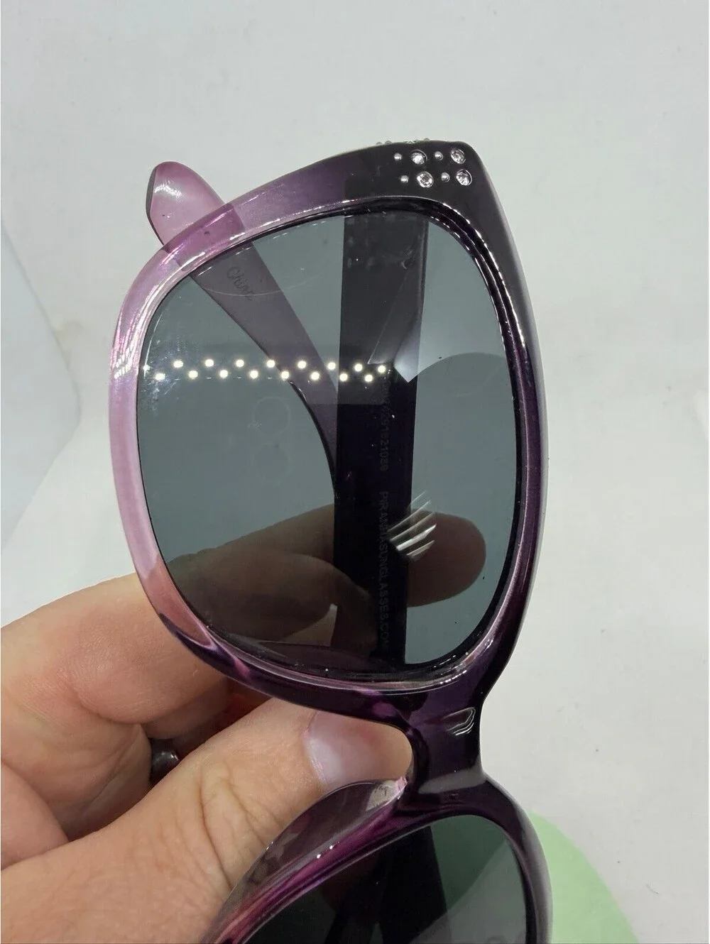 Piranha Womens Polarized Sunglasses Rhinestones Cat Eye Purple Style # 62108